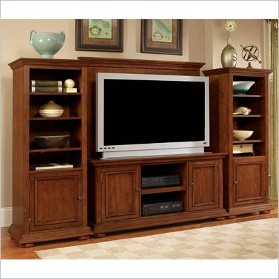 Hanging Entertainment Center on Homestead 4 Pc Wood Entertainment Center In Distressed Warm Oak Finish