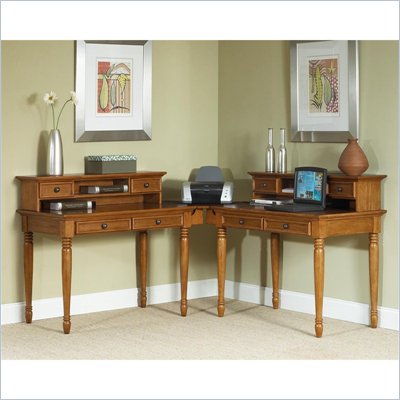 Home Styles Furniture Ponderosa L-Shape Solid Wood Writing Desk with Hutch in Pine