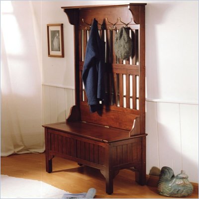 Home Styles Furniture Full Hall Tree Storage Bench in Cherry