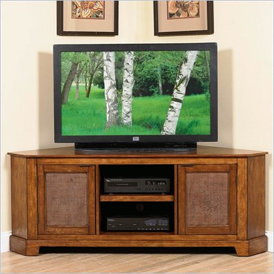 Home Styles Furniture Jamaican Bay Corner TV Stand in Mahogany  Finish