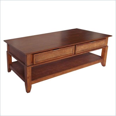 Home Styles Furniture Jamaican Bay Solid Wood Cocktail Table in Soft Mahogany Finish
