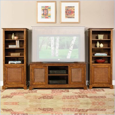 Home Styles Furniture Jamaican Bay 3-Piece Wood Entertainment Center in Soft Mahogany Finish