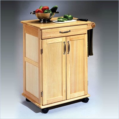 Home Styles Furniture Paneled Door Kitchen Cart with Towel Rack in Natural