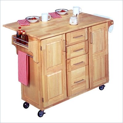 Home Styles Furniture Kitchen Cart with Breakfast Bar in Natural
