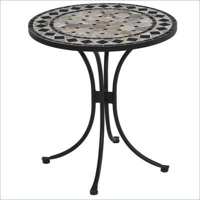 Home Styles Marble Bistro Table in Black & Gray