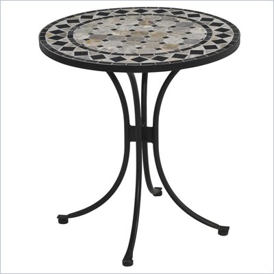 Home Styles Marble Bistro Table & 2 Cambria Chairs in Black & Gray
