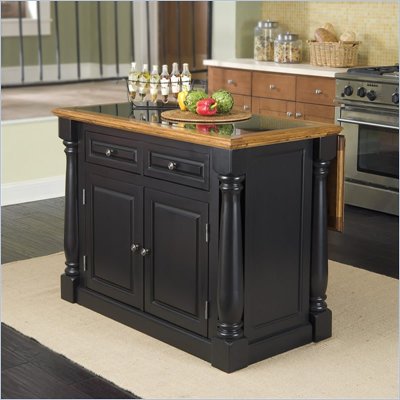 Kitchen Islands Granite Tops on Roll Out Leg Granite Top Kitchen Island In Black And Oak 5009 94