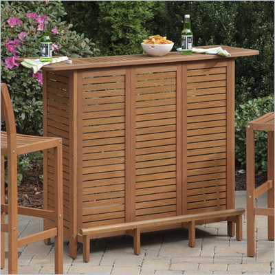 Home Styles Montego Bay U-Shaped Outdoor Bar in Eucalyptus Finish
