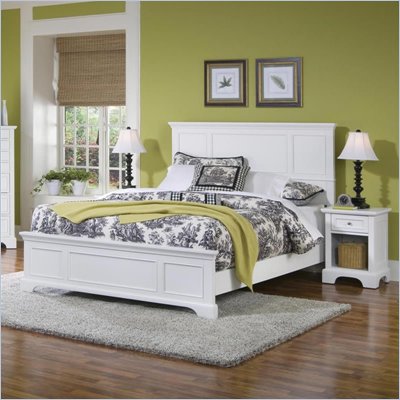 Home Styles Naples Queen Panel Bed 2 Piece Bedroom Set in White Finish