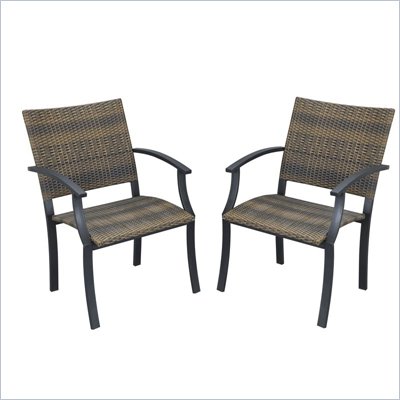Home Styles Newport Arm Chairs in Black/Brown  (Set of 2)
