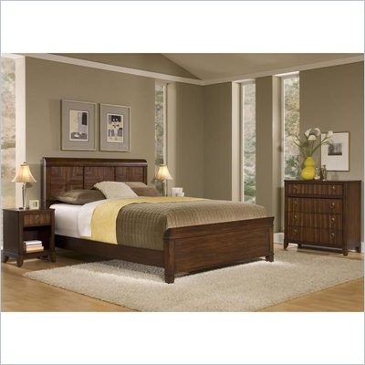 Home Styles Paris Queen Headboard, Night Stand & Chest in Mahogany