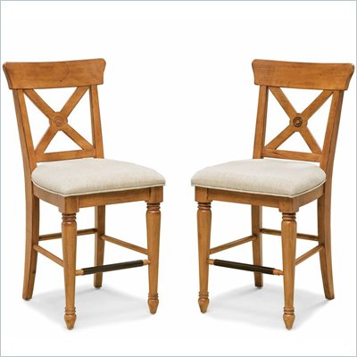 Home Styles Ponderosa Upholstered & Pine Solid Wood Bistro Stool
