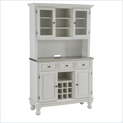 Home Styles Premier Steel Top Buffet Server with 2 Door Hutch in White