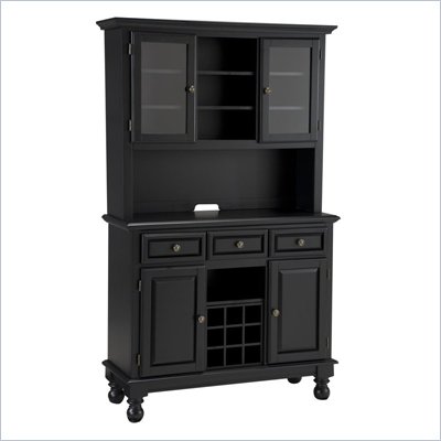 Home Styles Premier Wood Top Buffet Server with 2 door Hutch in Black