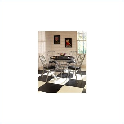Home Styles Furniture Retro Soda Shoppe Round Dinette Table Set in Black
