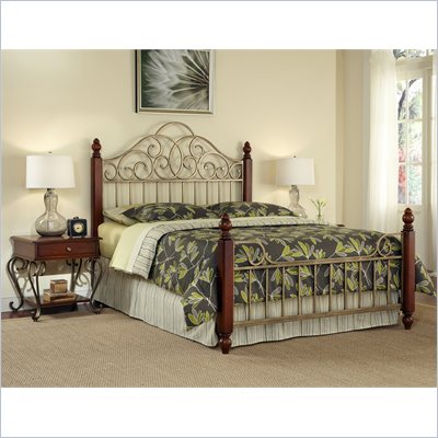 Home Styles St. Ives Bed and Two End Tables in Cinnamon Cherry