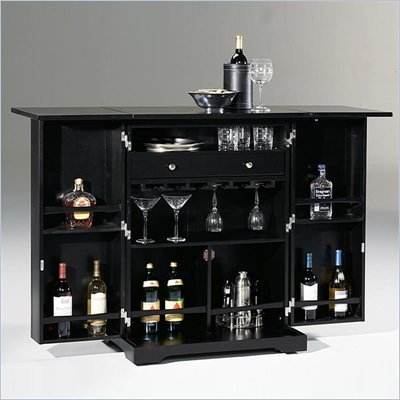 Home Styles Furniture Steamer Trunk Folding Home Bar in Ebony