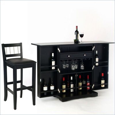 Home Styles Furniture Steamer Black Folding Home Bar Set