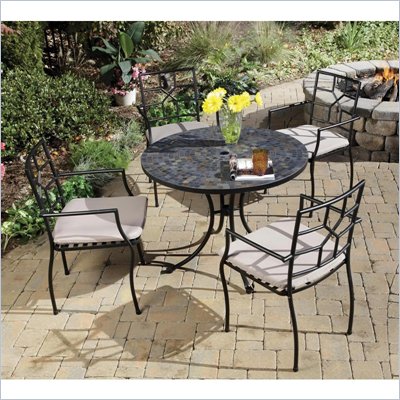 Home Styles Stone Harbor Table & 4 Cambria Chairs in Black/Slate