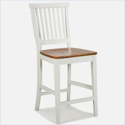 Home Styles Wood Counter Height Kitchen Stool in White and Oak Finish