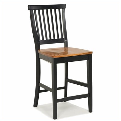 Home Styles Wood Counter Height Kitchen Stool in Black and Oak Finish