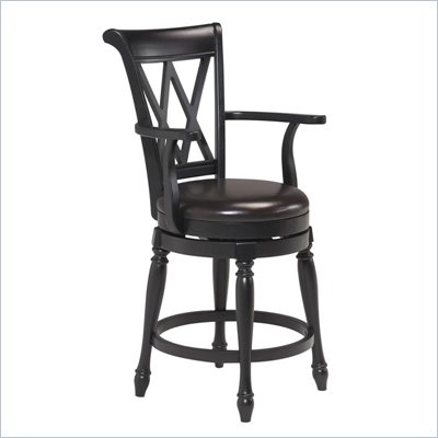 Home Styles Traditional Swivel Bar Stool in Black
