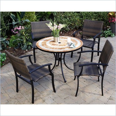Home Styles Valencia Table & 4 Newport Arm Chair in Terra Cotta