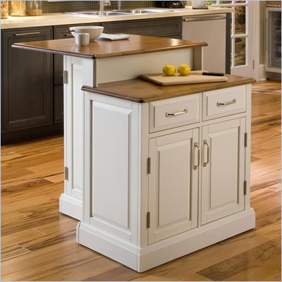 Home Styles Woodbridge Two Tier Kitchen Island in White and Oak