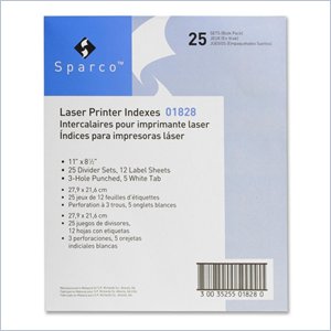 Sparco Punched Laser Index Divider