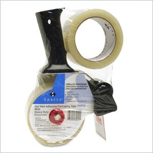 Sparco Two Roll Packaging Tape with Pistol Grip Dispenser