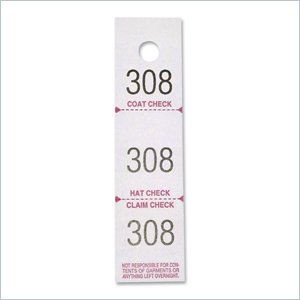 Sparco 3-Part Coat Check Ticket
