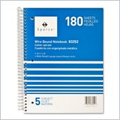 Sparco Quality Wirebound 5-Subject Notebook