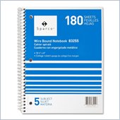 Sparco Quality Wirebound 5-Subject Notebook