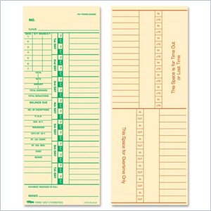 Tops Full Payroll Time Card