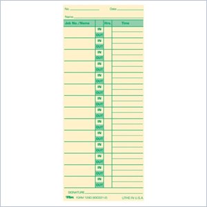 Tops Job Cards Time Cards