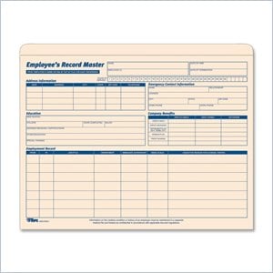 Tops Employee Record File Jacket