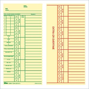 Tops Green Reg/Red Overtime Weekly Time Cards