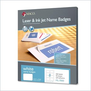Maco ML-7000 Self-Adhesive Laser/Inkjet Name Badge Labels
