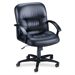 Lorell Leather Tufted Mid-Back Chair