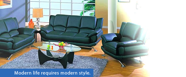 Global Furniture USA Edwards 2-Piece Black Leather Sofa Living Room Set