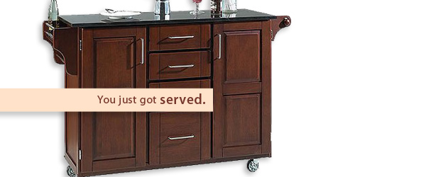Home Styles Furniture Black Granite Kitchen Island Cart in Cherry