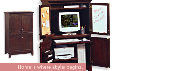 Home Styles Furniture Solid Hardwood Computer Armoire in Coffee Finish