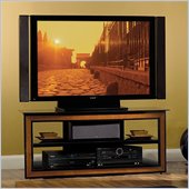 Bello Versatile LCD/Plasma Glass TV Stand in Black Finish with Cherry Accents