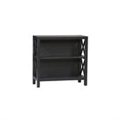 Linon Anna 2 Shelf Standard Wood Bookcase in Distressed Antique Black