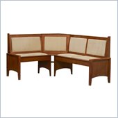 Linon Microfiber Kitchen Dining Nook Corner Bench in Cherry