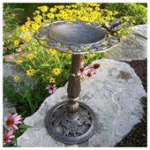 Oakland Living Antique Bronze Rose Birdbath