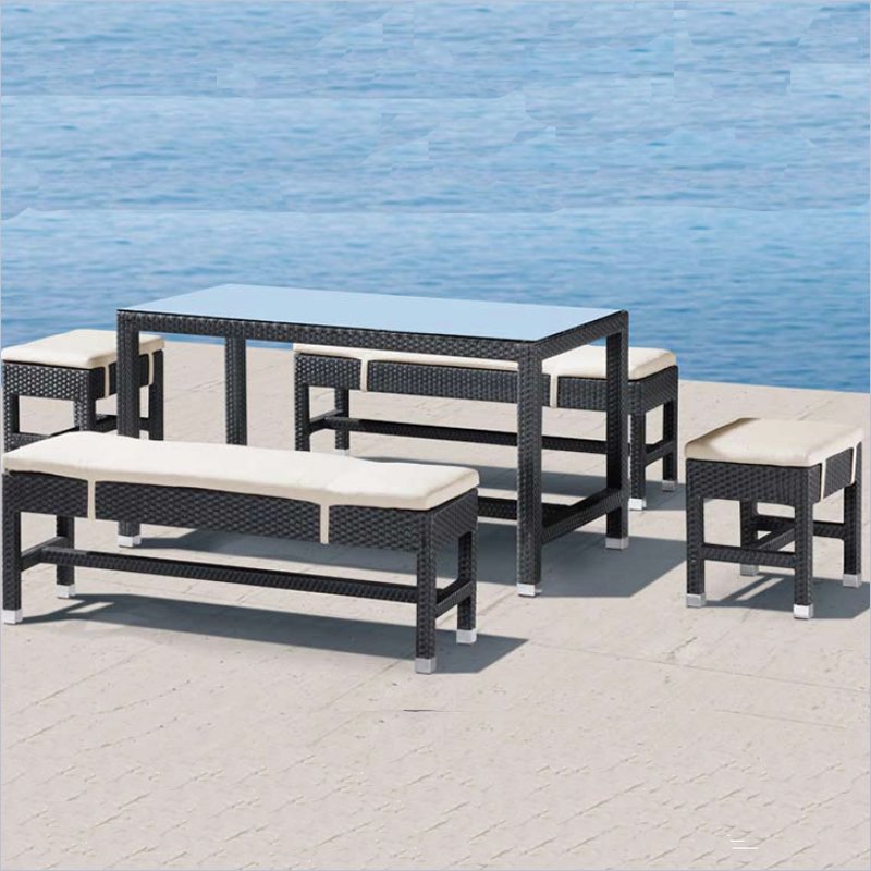  Zuo Myrtle Outdoor Table and Bench Set 