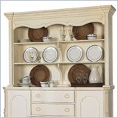 Lexington Long Cove Sag Harbor Lighted 2 Shelf Buffet Hutch in Shell White Wood Finish