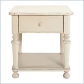 Lexington Long Cove Meridian 1 Drawer 1 Shelf End Table with Shell White Wood Finish
