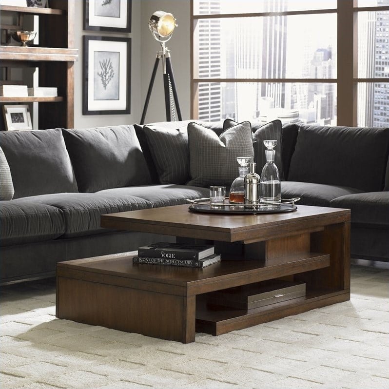 Lexington 11 South Cascade Cocktail Table in Chestnut Brown